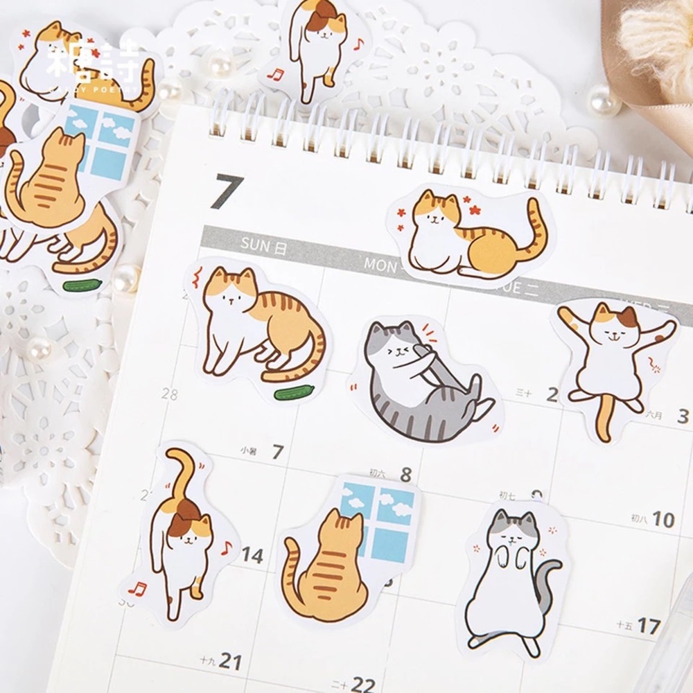 Daily Life Of Cartoonish Cats and Dogs, 45 Deco Stickers, Comes In a Box - Picture 6 of 9